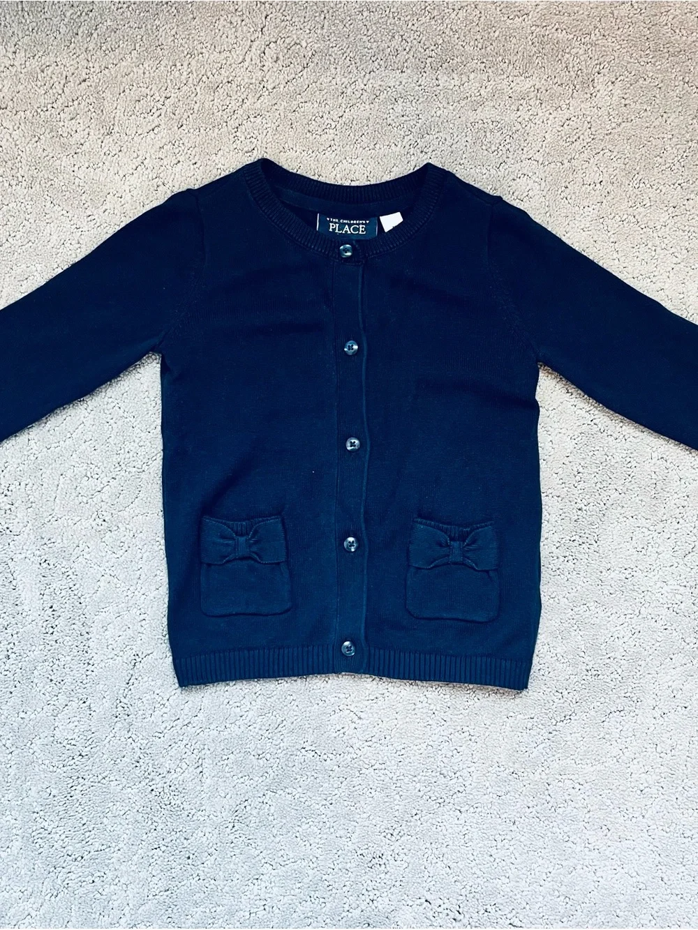 The Children's Place Dark Blue Knit Cardigan with Bow Pockets